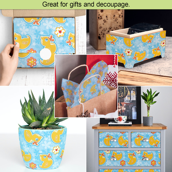 Rubber Duckies & Flowers Tissue Paper - In Use Collage