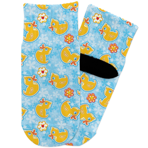 Custom Rubber Duckies & Flowers Toddler Ankle Socks