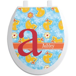 Rubber Duckies & Flowers Toilet Seat Decal (Personalized)