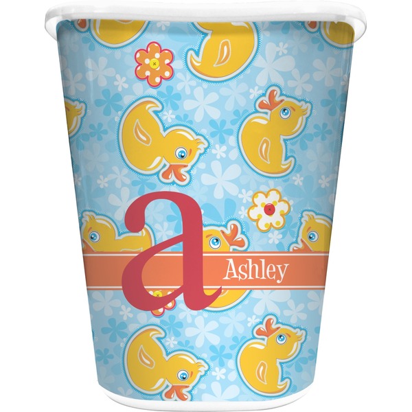 Custom Rubber Duckies & Flowers Waste Basket (Personalized)