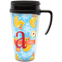 Rubber Duckies & Flowers Acrylic Travel Mug with Handle (Personalized)