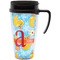 Rubber Duckies & Flowers Travel Mug with Black Handle - Front