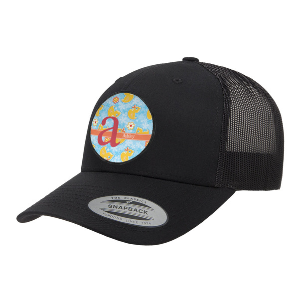 Custom Rubber Duckies & Flowers Trucker Hat - Black (Personalized)