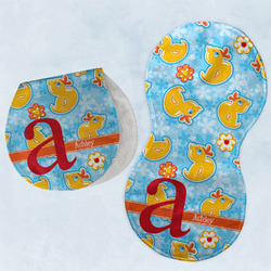 Rubber Duckies & Flowers Burp Pads - Velour - Set of 2 w/ Name and Initial