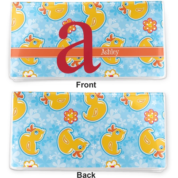 Rubber Duckies & Flowers Vinyl Check Book Cover - Front and Back