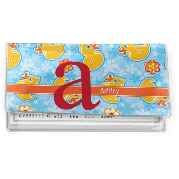 Custom Rubber Duckies & Flowers Vinyl Checkbook Cover (Personalized)