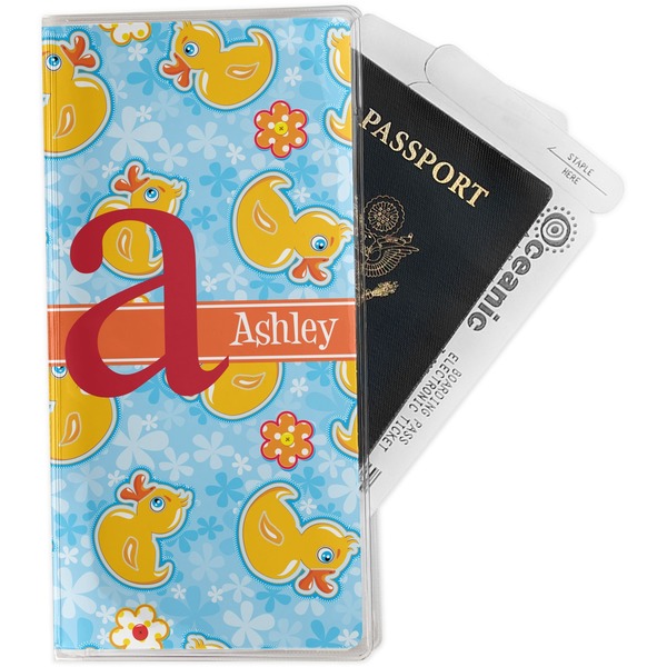 Custom Rubber Duckies & Flowers Travel Document Holder