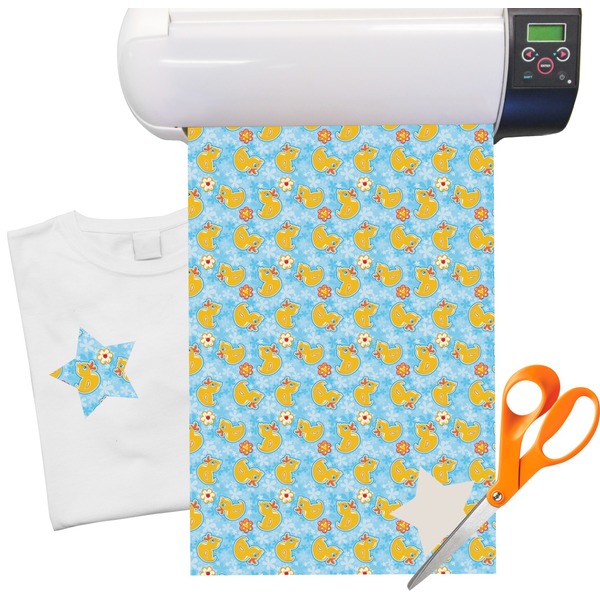 Custom Rubber Duckies & Flowers Heat Transfer Vinyl Sheet (12"x18")