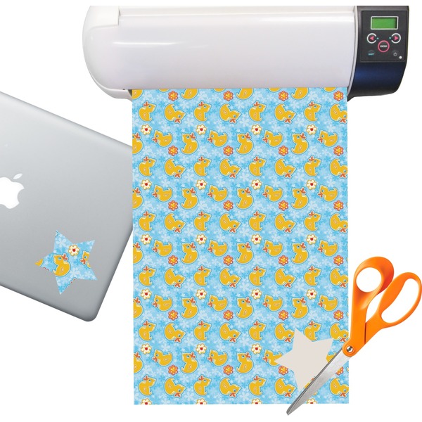 Custom Rubber Duckies & Flowers Sticker Vinyl Sheet (Permanent)