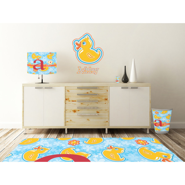 Rubber Duckies & Flowers Wall Graphic Decal Wooden Desk