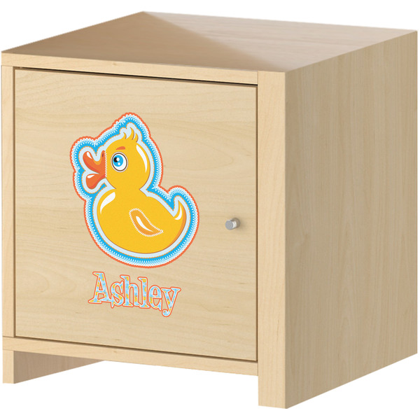 Rubber Duckies & Flowers Wall Graphic on Wooden Cabinet