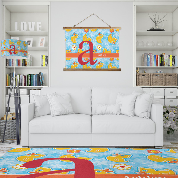 Rubber Duckies & Flowers Wall Hanging Tapestry - IN CONTEXT