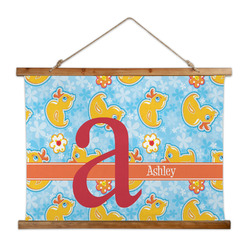 Rubber Duckies & Flowers Wall Hanging Tapestry - Wide (Personalized)