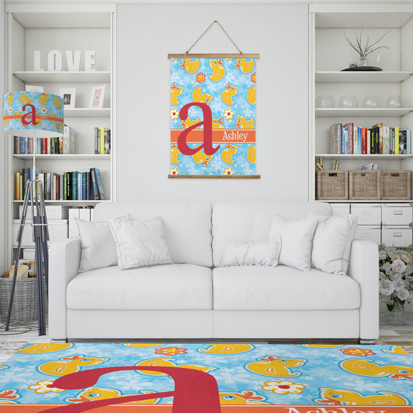 Rubber Duckies & Flowers Wall Hanging Tapestry - Portrait - IN CONTEXT