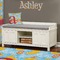 Rubber Duckies & Flowers Wall Name Decal Above Storage bench