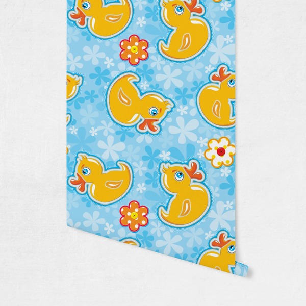 Rubber Duckies & Flowers Wallpaper on Wall