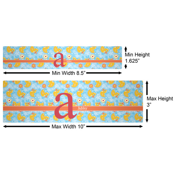 Rubber Duckies & Flowers Water Bottle Labels w/ Dimensions