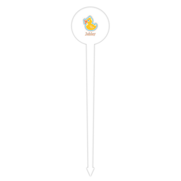 Rubber Duckies & Flowers White Plastic 4" Food Pick - Round - Single Pick