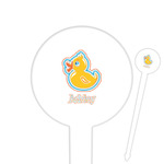 Rubber Duckies & Flowers Cocktail Picks - Round Plastic (Personalized)