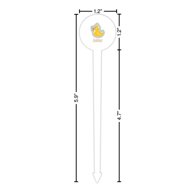 Rubber Duckies & Flowers White Plastic 6" Food Pick - Round - Dimensions