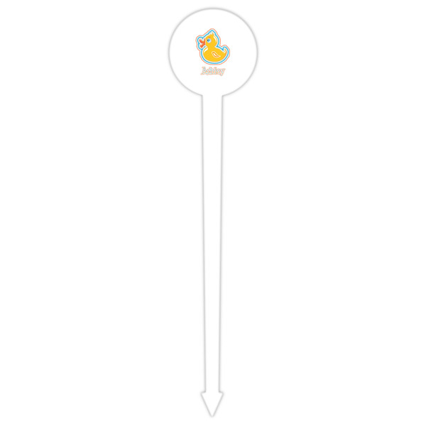 Rubber Duckies & Flowers White Plastic 6" Food Pick - Round - Single Pick