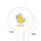 Rubber Duckies & Flowers White Plastic 6" Food Pick - Round - Single Sided - Front & Back