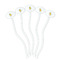 Rubber Duckies & Flowers White Plastic 7" Stir Stick - Oval - Fan