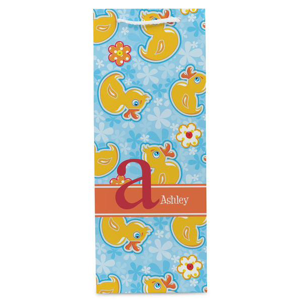Rubber Duckies & Flowers Wine Gift Bag - Matte - Front