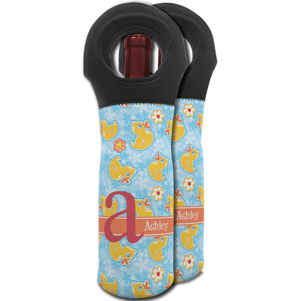 Rubber Duckies & Flowers Wine Tote Bag - MAIN
