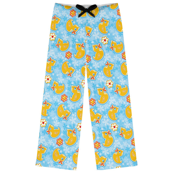 Custom Rubber Duckies & Flowers Womens Pajama Pants - S