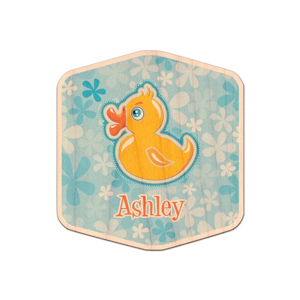 Custom Rubber Duckies & Flowers Genuine Maple or Cherry Wood Sticker (Personalized)