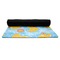 Rubber Duckies & Flowers Yoga Mat Rolled up Black Rubber Backing