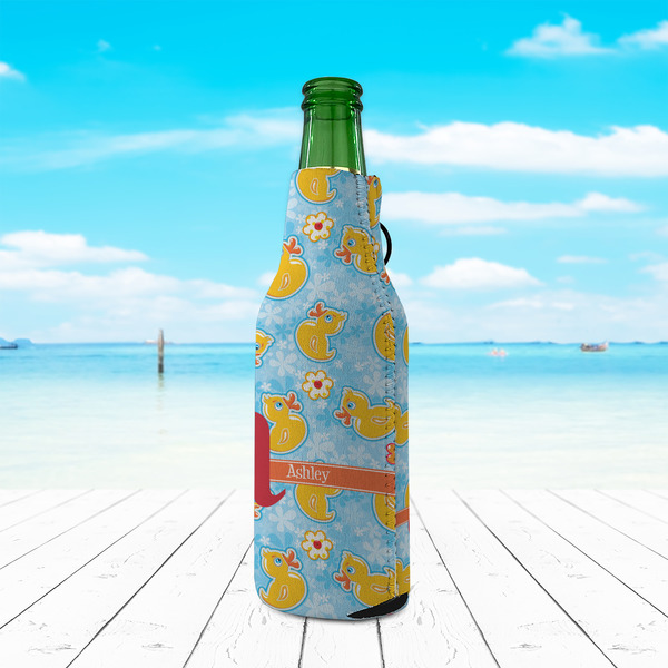 Rubber Duckies & Flowers Zipper Bottle Cooler - LIFESTYLE