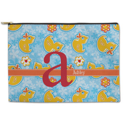 Rubber Duckies & Flowers Zipper Pouch - Large - 12.5"x8.5" (Personalized)
