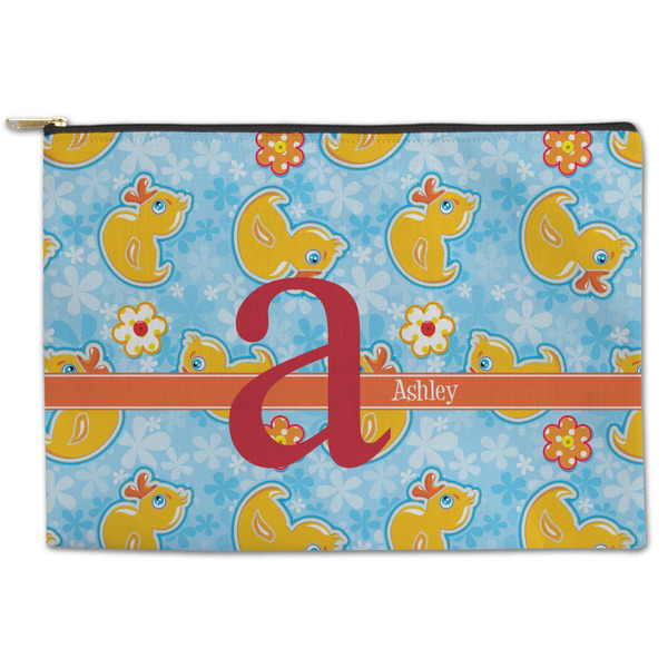 Custom Rubber Duckies & Flowers Zipper Pouch - Large - 12.5"x8.5" (Personalized)
