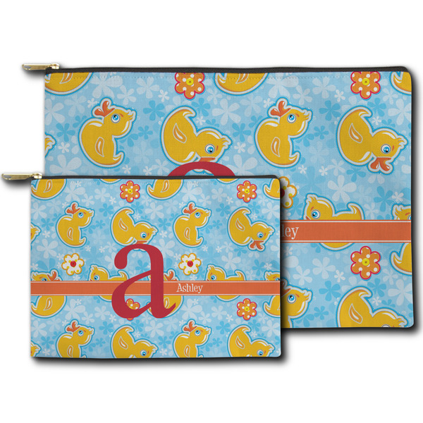 Rubber Duckies & Flowers Zippered Pouches - Size Comparison