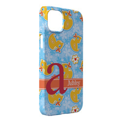 Rubber Duckies & Flowers iPhone Case - Plastic - iPhone 14 Plus (Personalized)