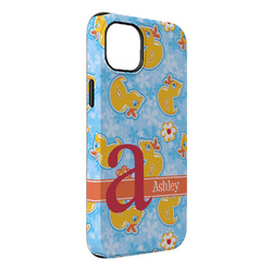 Rubber Duckies & Flowers iPhone Case - Rubber Lined - iPhone 14 Plus (Personalized)