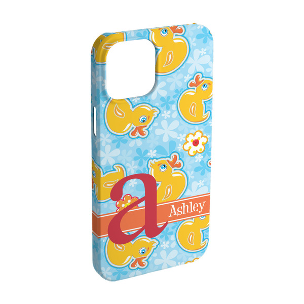 Custom Rubber Duckies & Flowers iPhone Case - Plastic - iPhone 15 (Personalized)