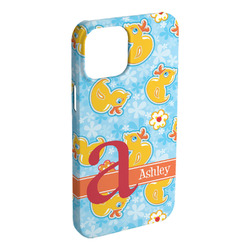 Rubber Duckies & Flowers iPhone Case - Plastic - iPhone 15 Plus (Personalized)