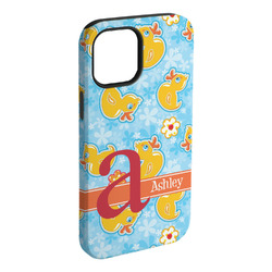 Rubber Duckies & Flowers iPhone Case - Rubber Lined - iPhone 15 Plus (Personalized)
