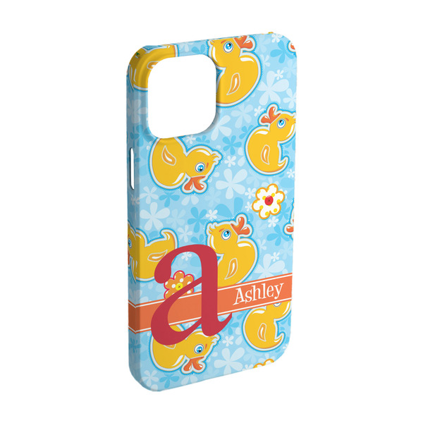 Custom Rubber Duckies & Flowers iPhone Case - Plastic - iPhone 15 Pro (Personalized)