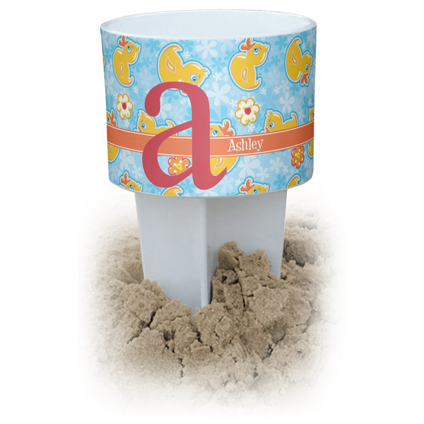Custom Rubber Duckies & Flowers Beach Spiker Drink Holder (Personalized)
