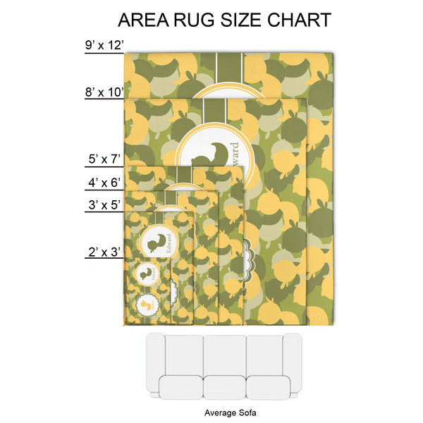 Rubber Duckie Camo 2'x3' Indoor Area Rugs - Size Chart
