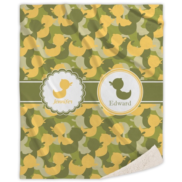 Custom Rubber Duckie Camo Sherpa Throw Blanket (Personalized)