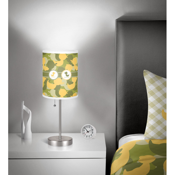 Rubber Duckie Camo 7 inch drum lamp shade - in room