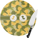 Rubber Duckie Camo Round Glass Cutting Board - Small (Personalized)