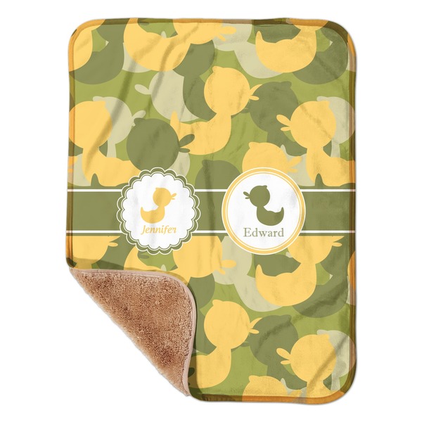 Custom Rubber Duckie Camo Sherpa Baby Blanket - 30" x 40" w/ Multiple Names
