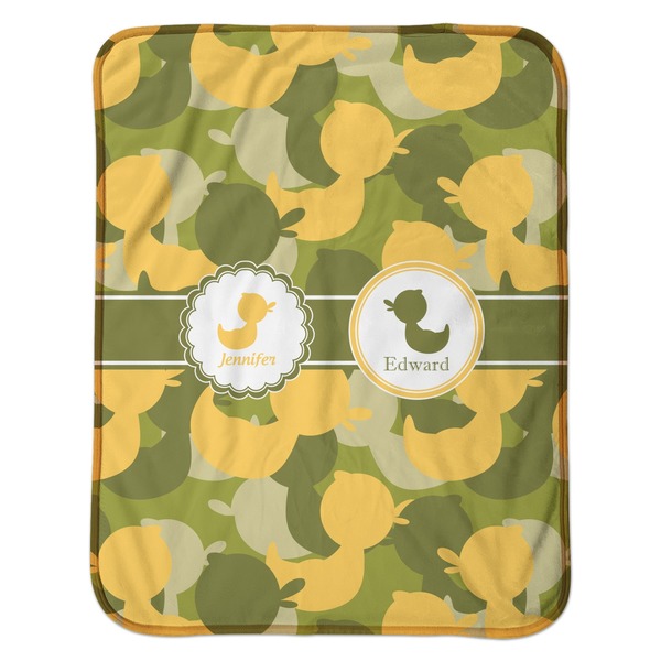 Rubber Duckie Camo Baby Sherpa Blanket - Flat