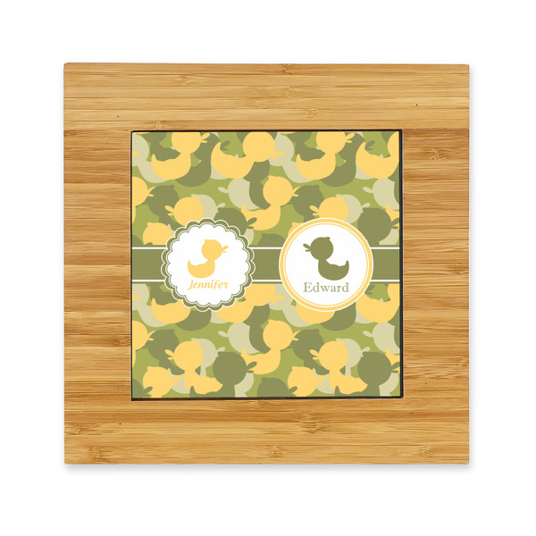 Custom Rubber Duckie Camo Bamboo Trivet with Ceramic Tile Insert (Personalized)